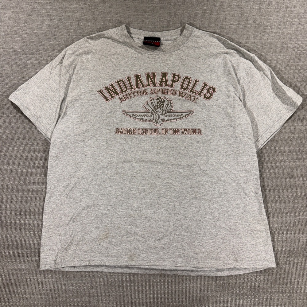 Brickyard Authentics Indianapolis Motor Speedway Shirt Mens XL Gray Good Graphic